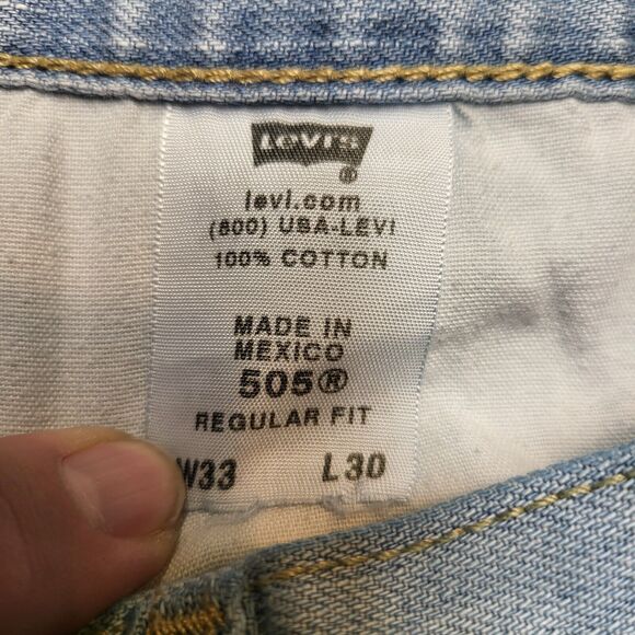 Levi's 505 Jeans Mens 32x30 Blue Regular Fit Straight Leg Distressed Denim - Picture 4 of 10